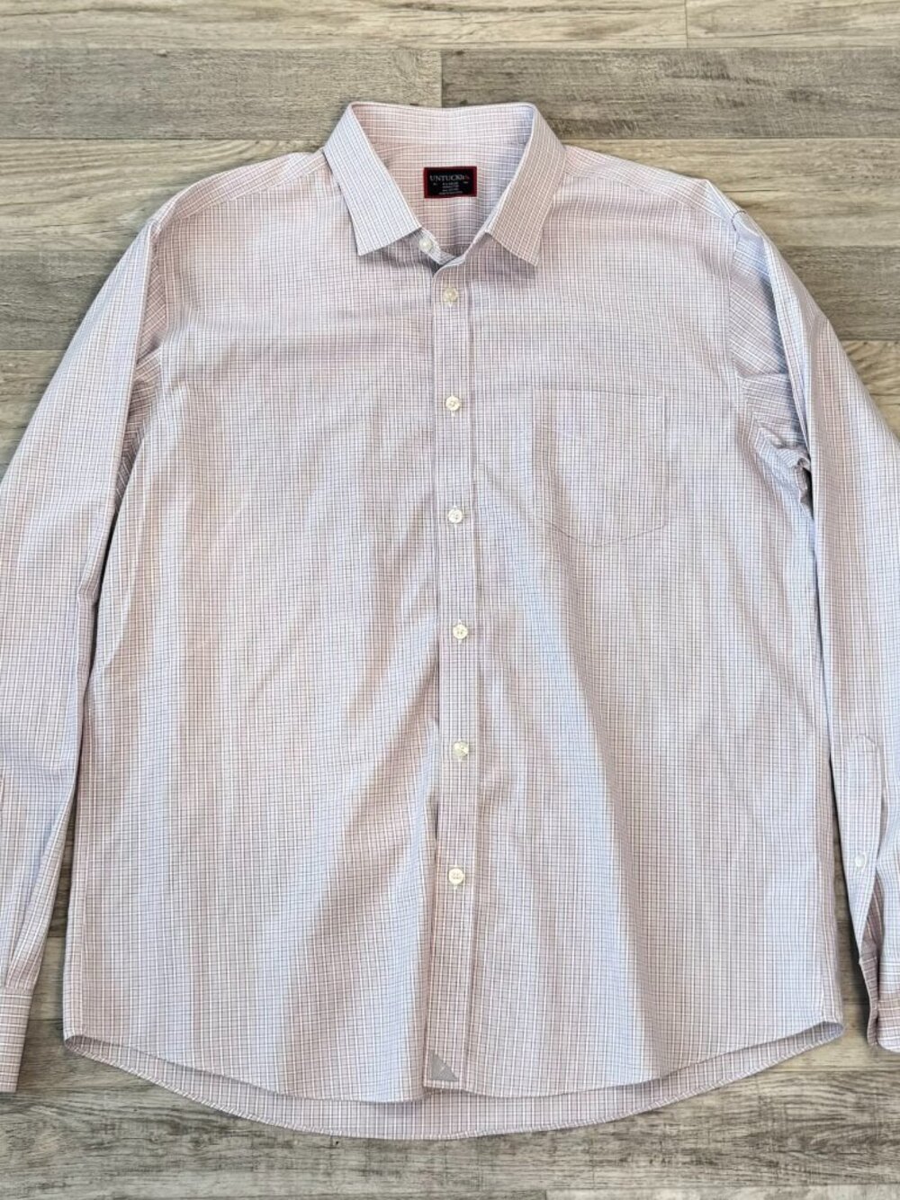 Untuckit mens blue plaid wrinkle free long sleeve button down shirt size XL E7